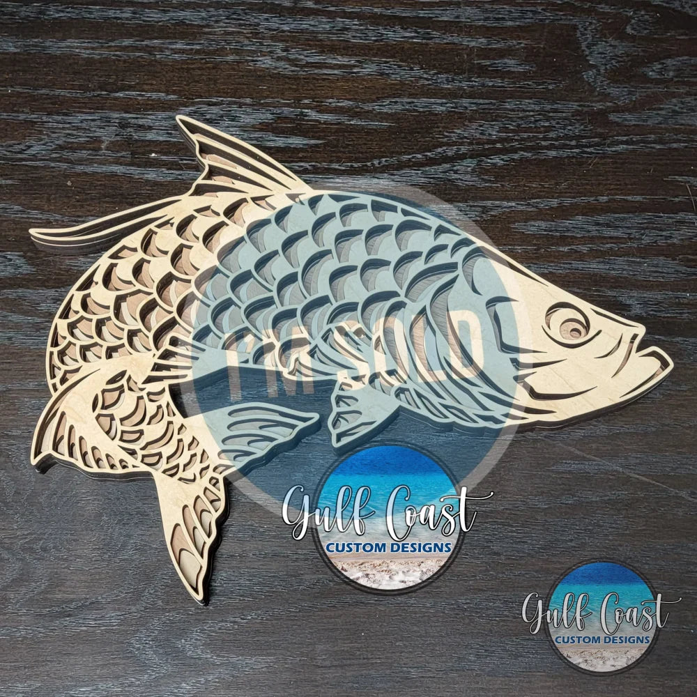 Tarpon Multi-layer Wood Wall Art Fishing Kitchen Decor counter art