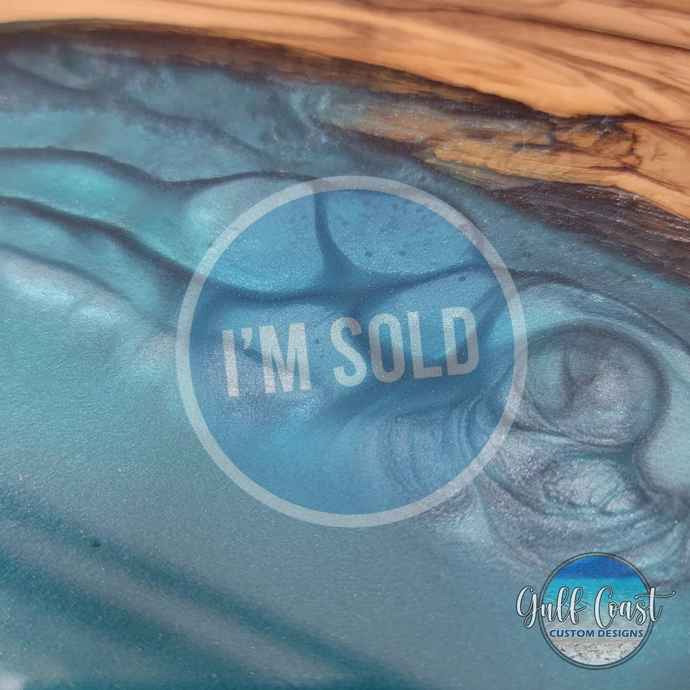 ’The Teal River’ Olivewood & Epoxy Charcuterie Serving Board Decorative Trays