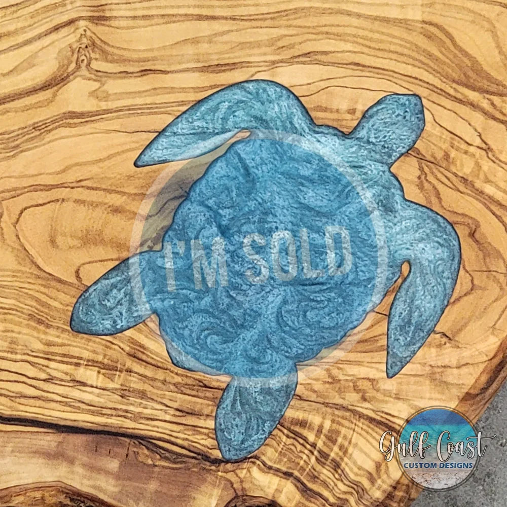 Turtle Epoxy Inlay Olivewood Charcuterie Cutting Board Decorative Serving Tray Serving Trays