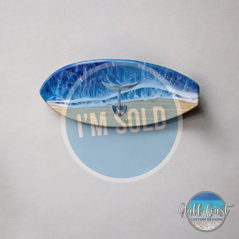 Whale Tail Bathroom Towel Holder | Ocean Inspired Key Holder | Custom Ocean Resin Towel Rack key and towel rack