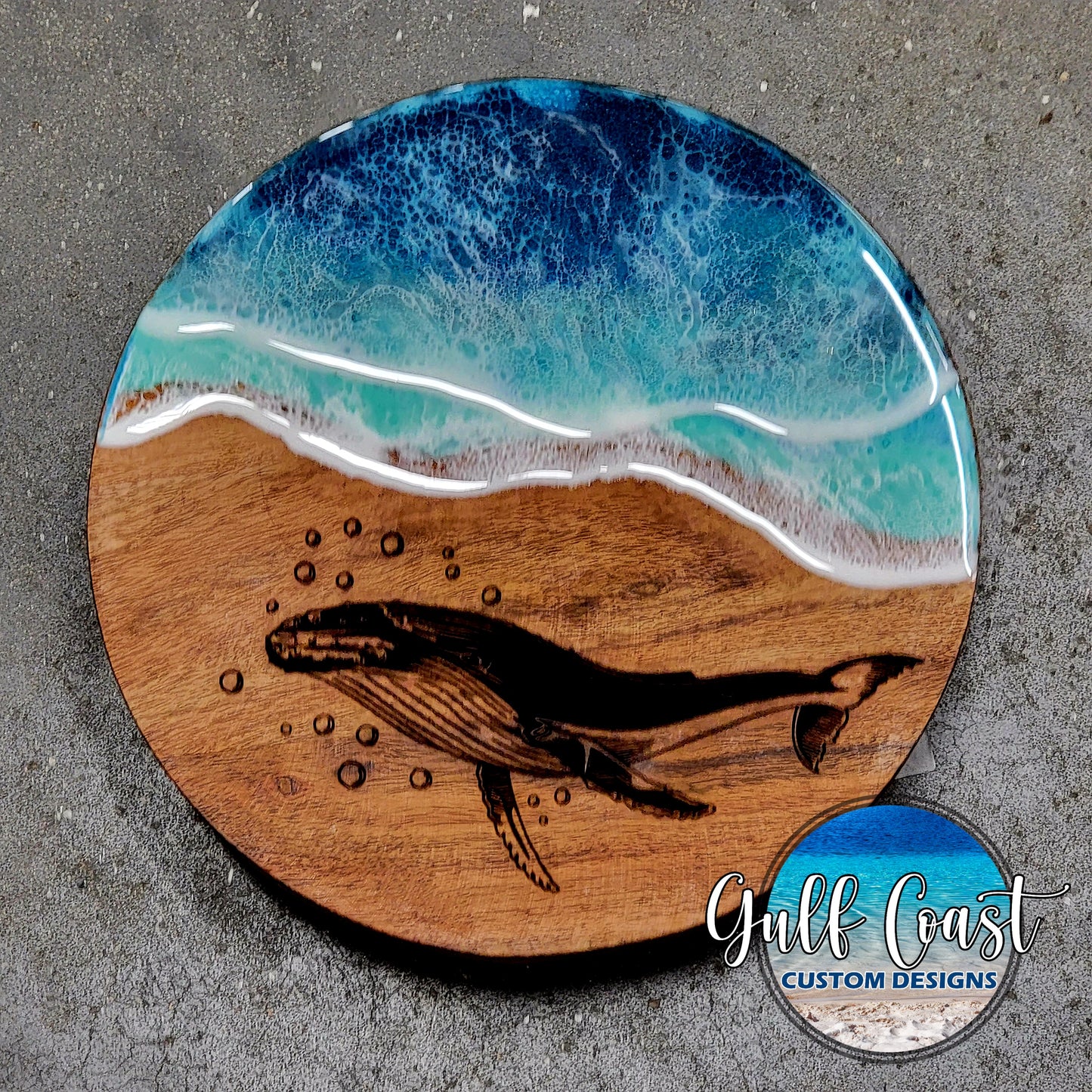 Acacia wood Whale cake trivet cakestand kitchen art decor
