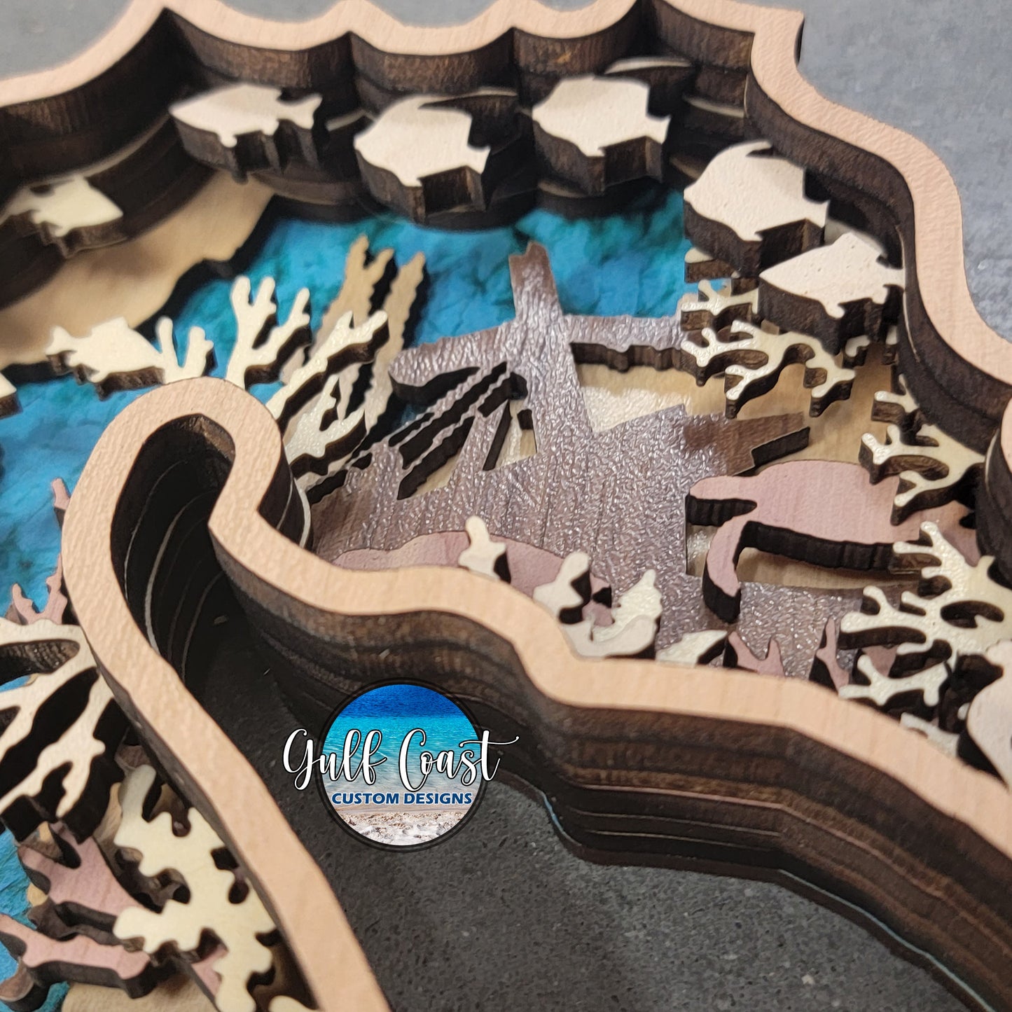 Seahorse Multi-Layer Wood Wall Art - 3D Sealife Ocean Custom Decor Nursery Art
