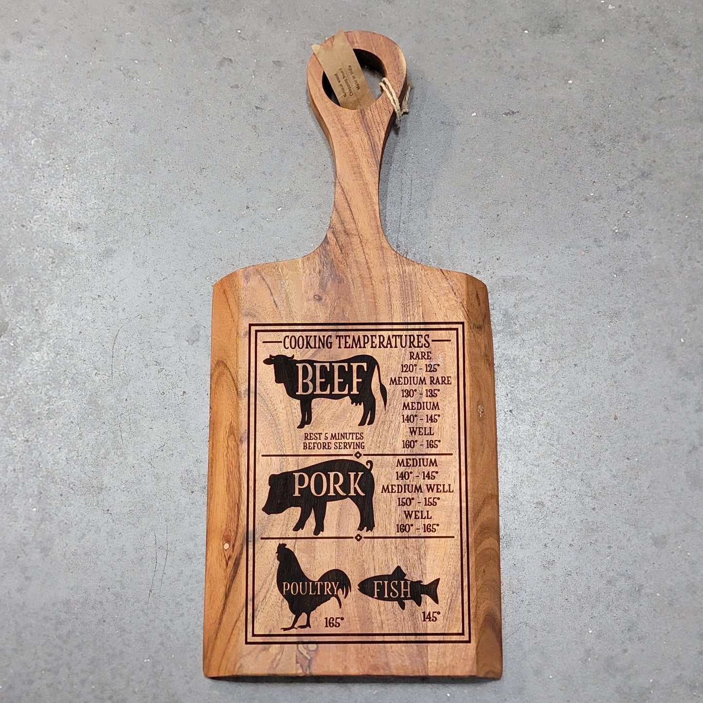 Meat Temperature Acacia Cutting Board Kitchen Decor