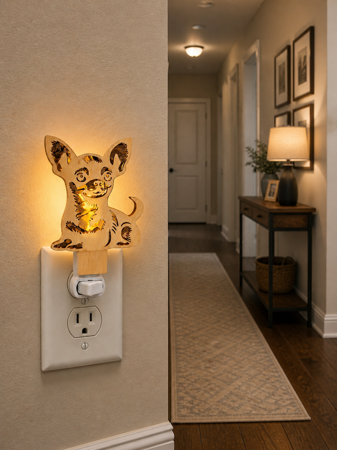 Chihuahua Wood LED Night Light