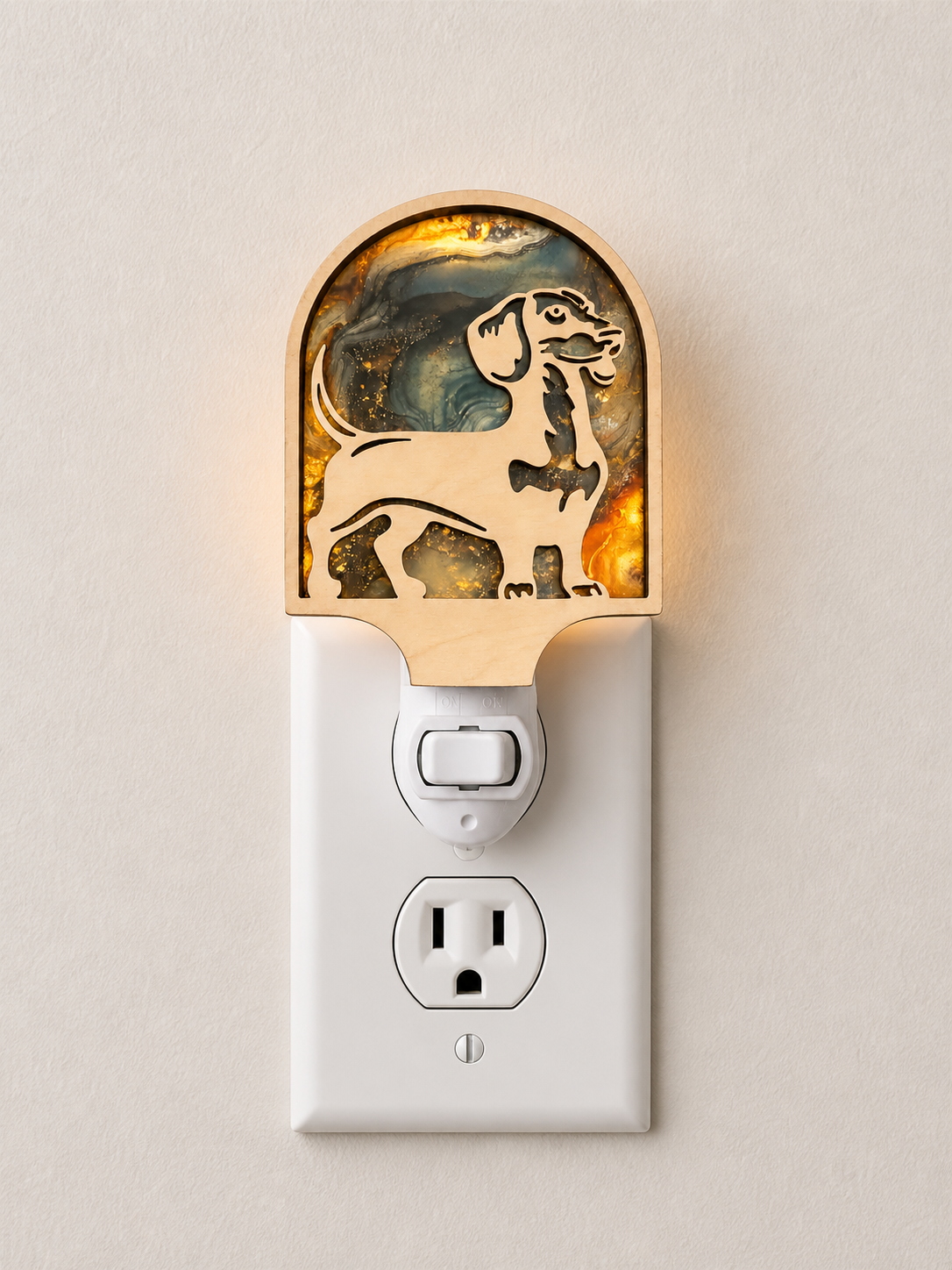 Daschund Wood LED Night Light