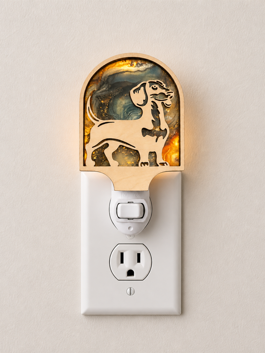 Daschund Wood LED Night Light