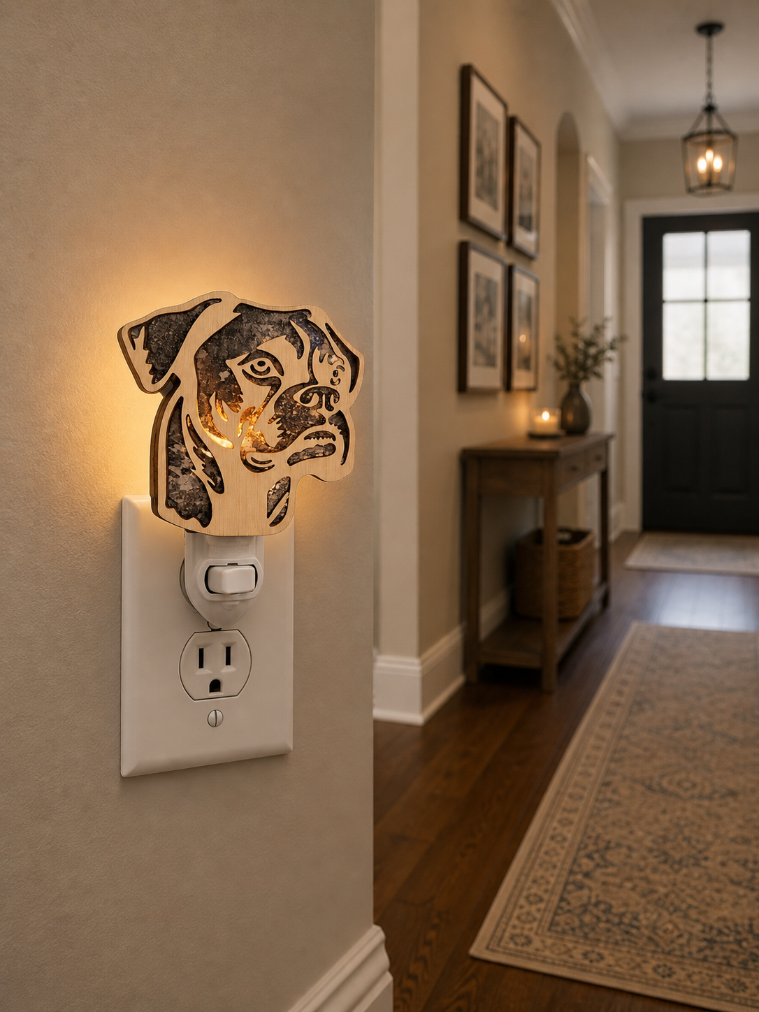 Boxer Wood LED Night Light Dog Lovers Nightlight
