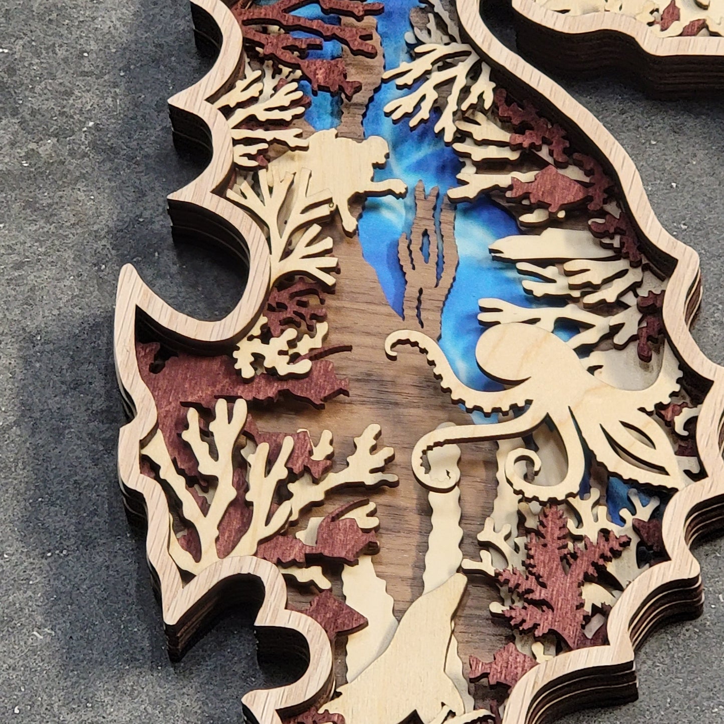 Seahorse Wood Wall Art - Sealife Home Decor Countertop Art Abstract Artwork