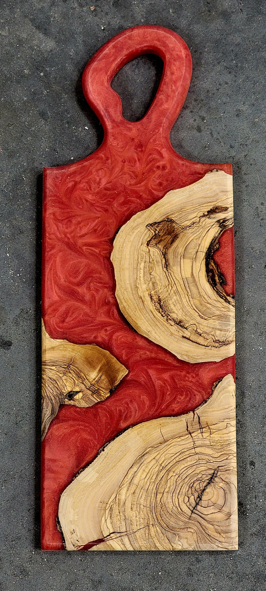 Olivewood + Epoxy Charcuterie Board Cheeseboard Serving Tray - ’Baku Red Fire’ Decorative Trays