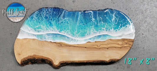 Olivewood + Resin Charcuterie Serving Board Tray ’Caribbean Blue’ Serving Trays