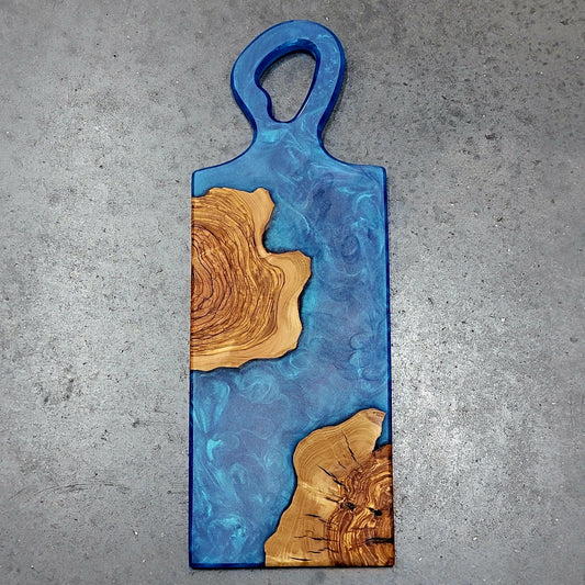 Olivewood & Epoxy Cheeseboard Serving Tray - ’Skylight Blue’ Olive wood board Decorative Trays