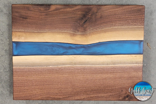 Walnut River Epoxy Charcuterie Cutting Board Serving Tray - ’Mystical Blue Daze’ cutting boards