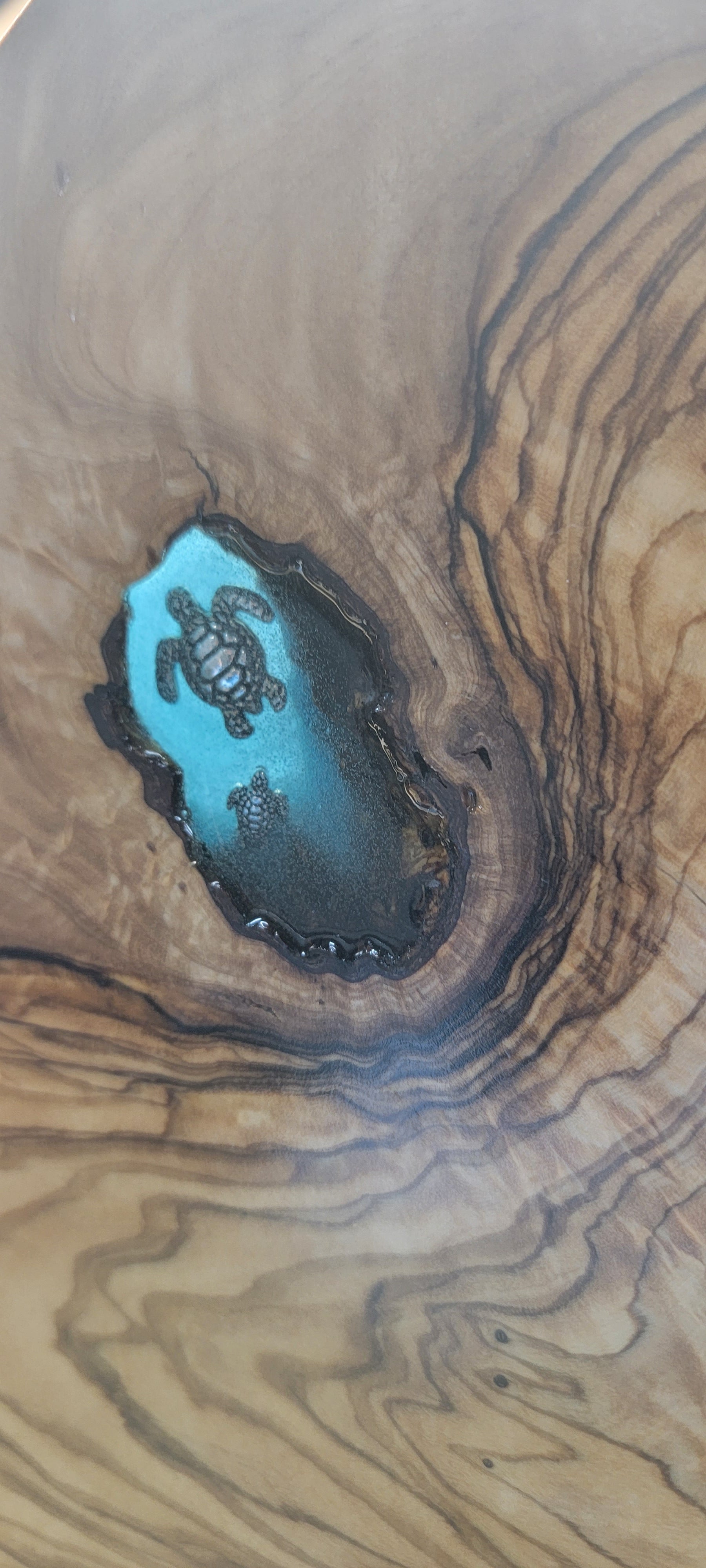 Shark + Turtle Epoxy Inlay Olivewood Charcuterie Cutting Board Serving Tray cutting boards