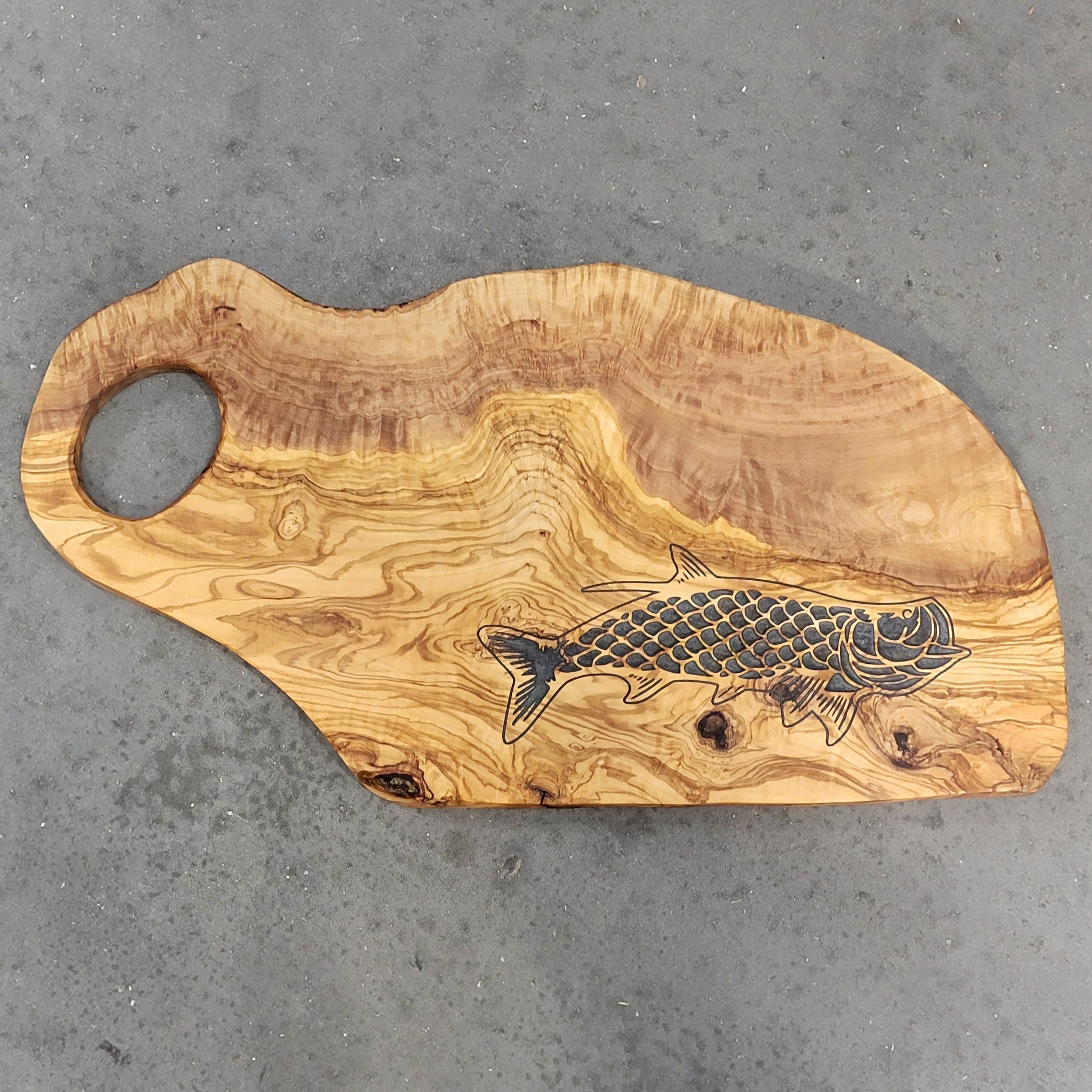 Tarpon Olivewood Cutting Board with Epoxy Inlay Fish Design Kitchen Decor cutting boards