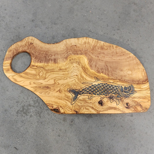 Tarpon Olivewood Cutting Board with Epoxy Inlay Fish Design Kitchen Decor cutting boards