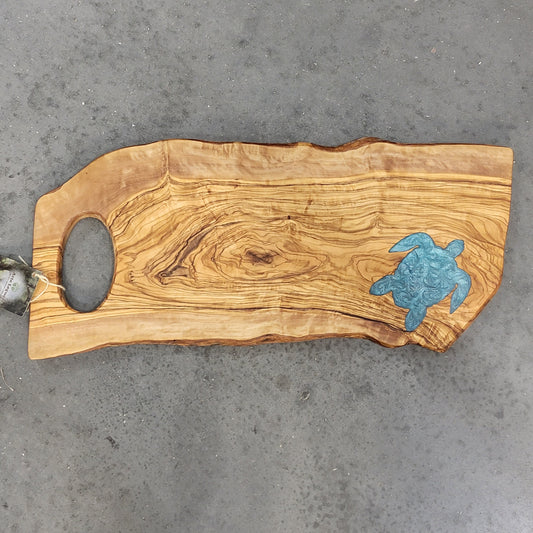 Turtle Epoxy Inlay Olivewood Charcuterie Cutting Board Decorative Serving Tray Serving Trays
