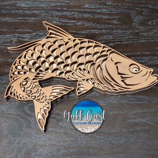 Tarpon Multi-layer Wood Wall Art Fishing Kitchen Decor counter art