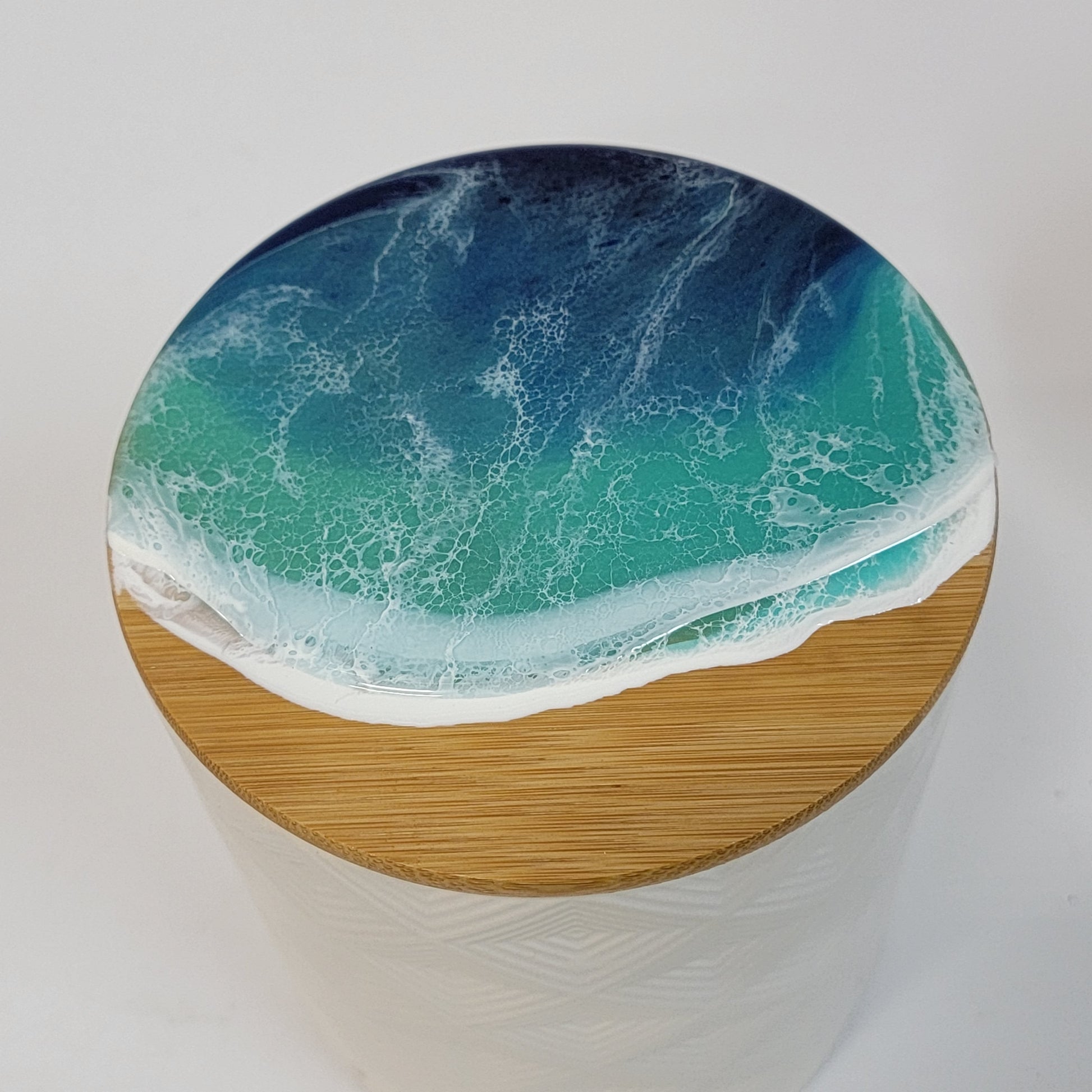 White Storage Canisters w/ Ocean Resin Wave Design (set of 2) Decorative Containers