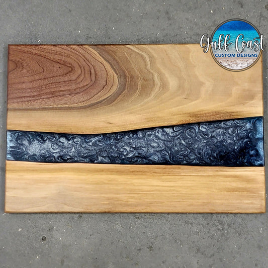 ’Dazzle Me Midnight’ - Walnut & Epoxy Food Safe Charcuterie Serving Tray cutting boards