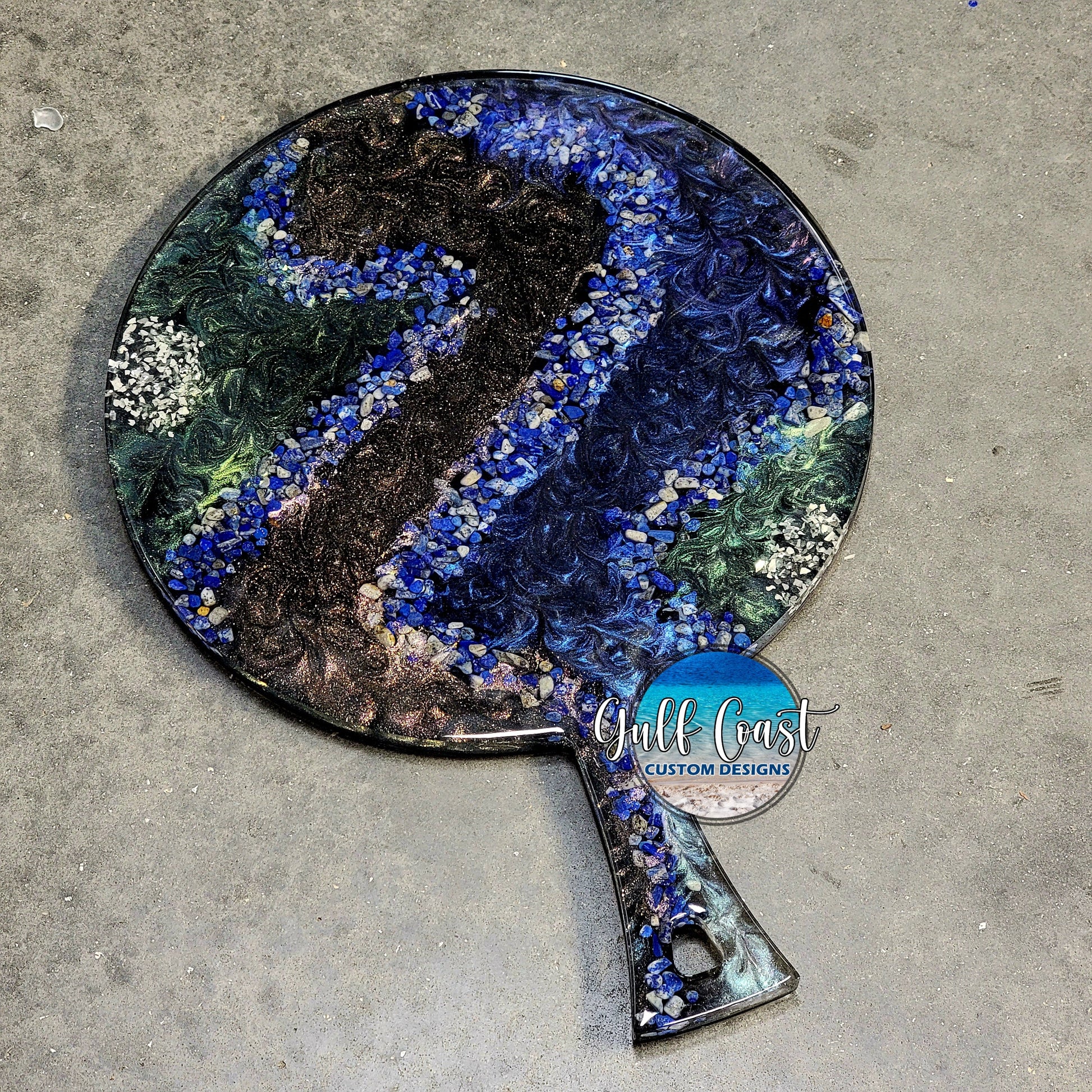 Lapis Lazuli Stone Custom Alcohol Ink Epoxy Board Serving Trays
