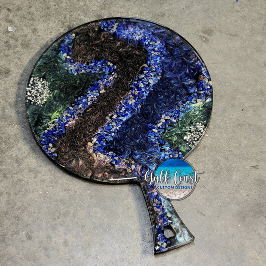 Lapis Lazuli Stone Custom Alcohol Ink Epoxy Board Serving Trays