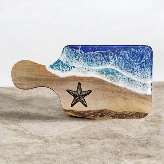 Starfish Olivewood Resin Art Kitchen Charcuterie Serving Tray Decor