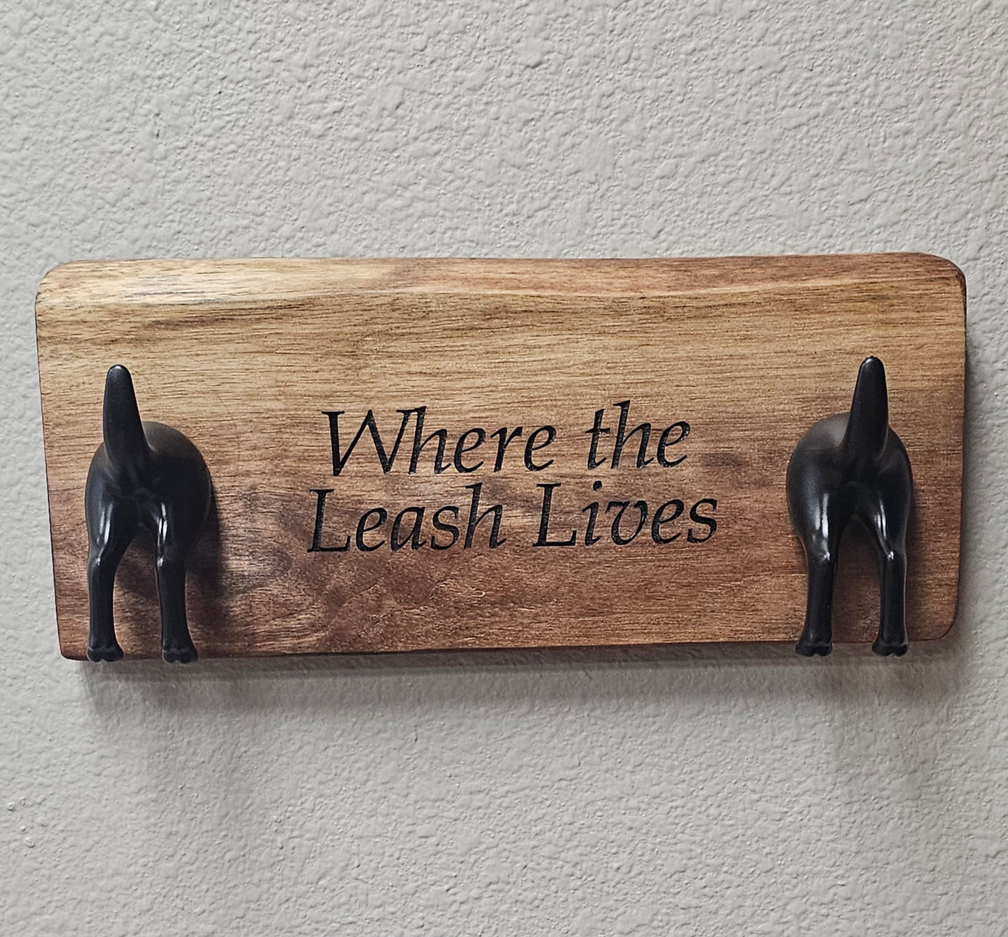 Walnut Bone Shaped Leash Holder Wall Art (Wholesale)