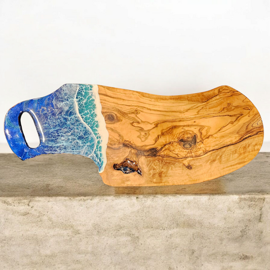 Olivewood Hidden Turtle Ocean Resin Serving Tray Custom Board