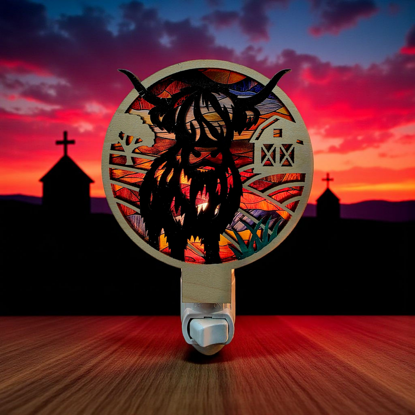Highland Cow LED Night Light - Cow Decor Gift - Rustic Cowboy Decor