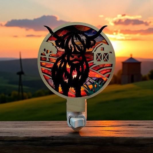 Highland Cow LED Night Light - Cow Decor Gift - Rustic Cowboy Decor