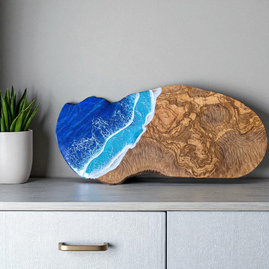 Olivewood Ocean Resin Cutting Board Serving Tray XL 30" x 13"