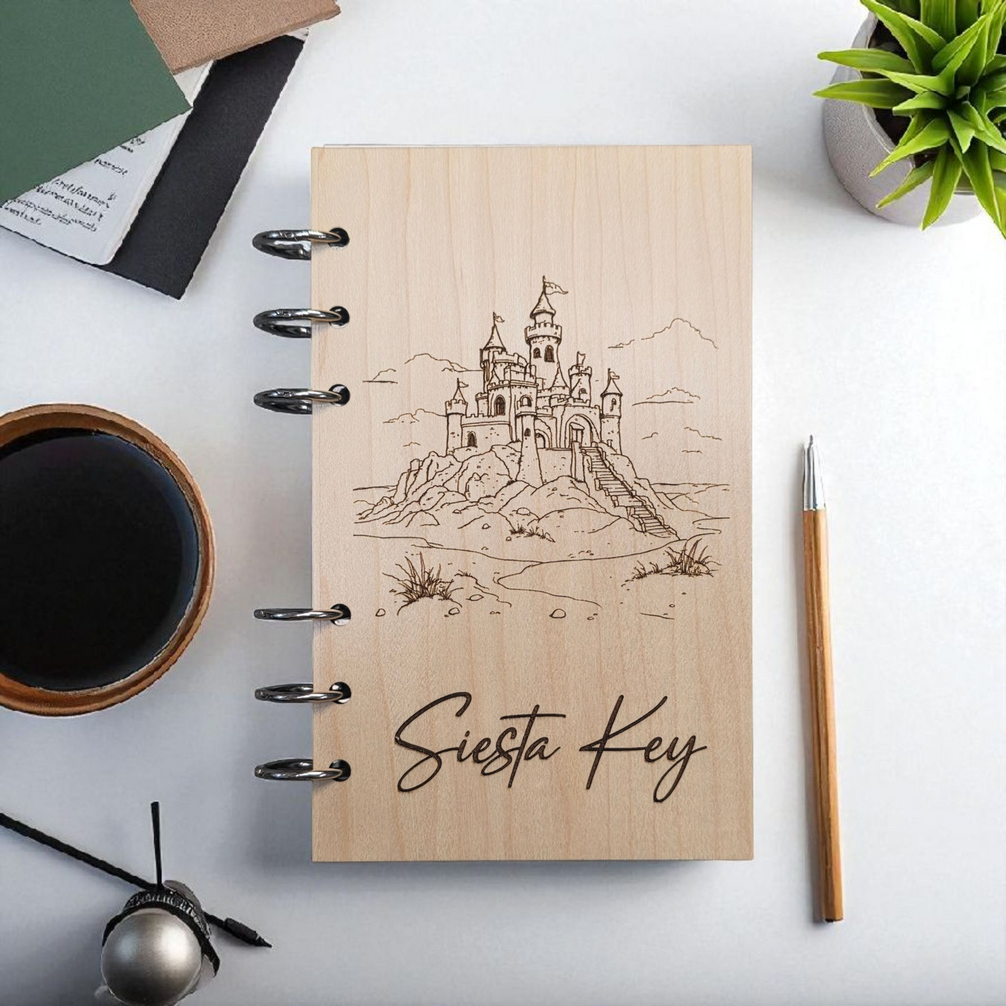 Siesta Key Sandcastle Notebook Journal - A6 Refillable Notebook