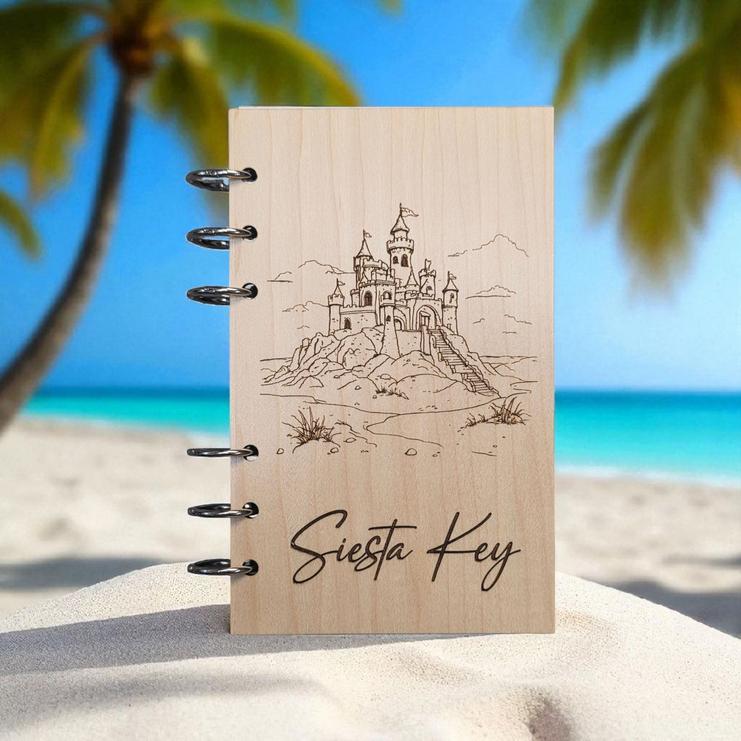 Siesta Key Sandcastle Notebook Journal - A6 Refillable Notebook