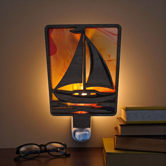 Sailboat LED Nightlight - Tropical Coastal Decor Night Light