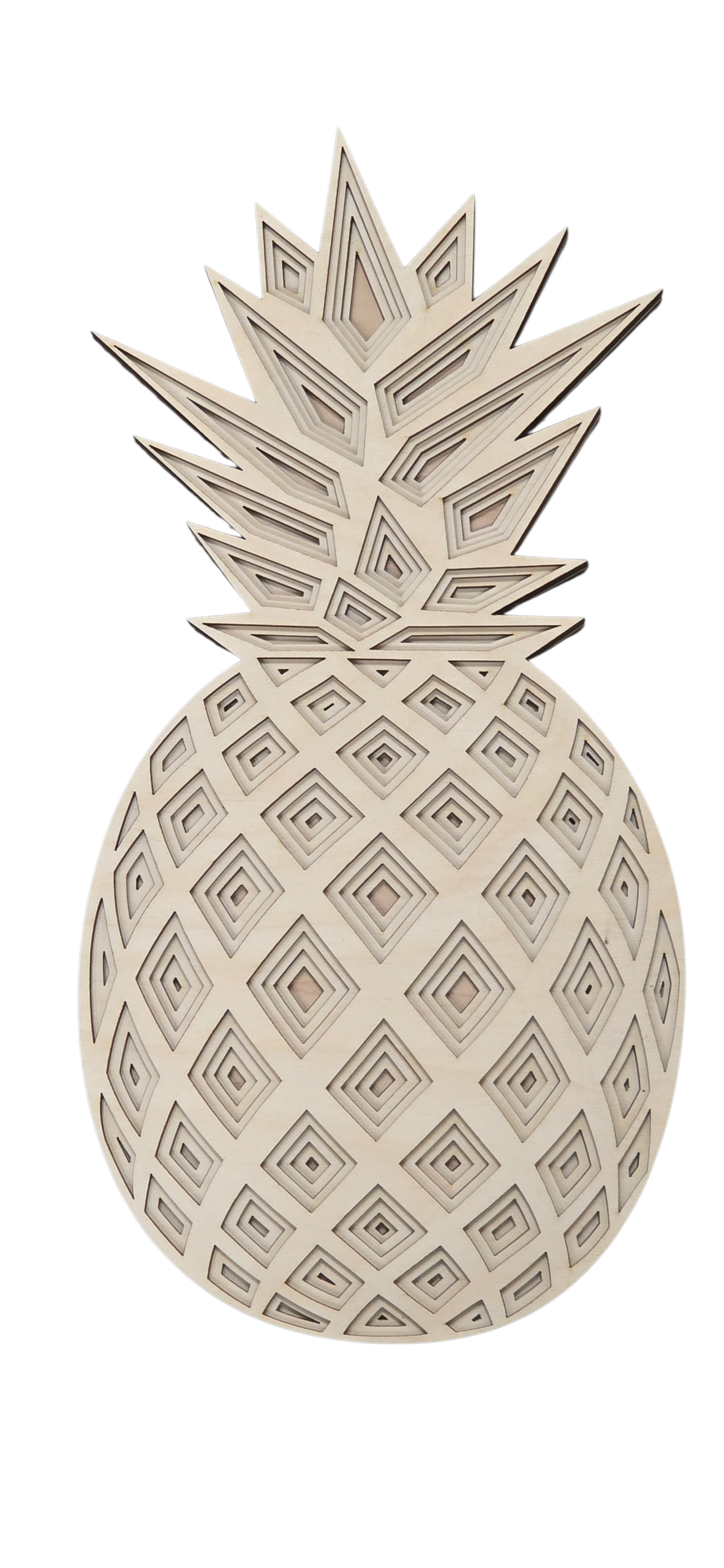 Pineapple Multi-Layer Art - Birch Wood Wall Art (Wholesale)