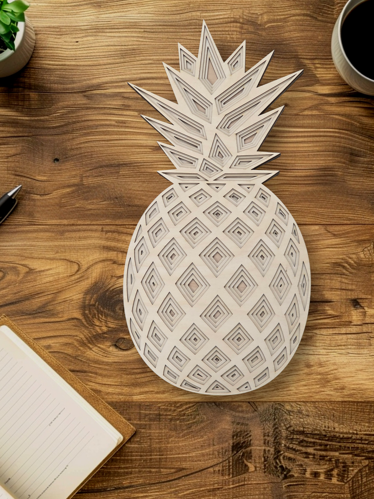 Pineapple Multi-Layer Art - Birch Wood Wall Art (Wholesale)