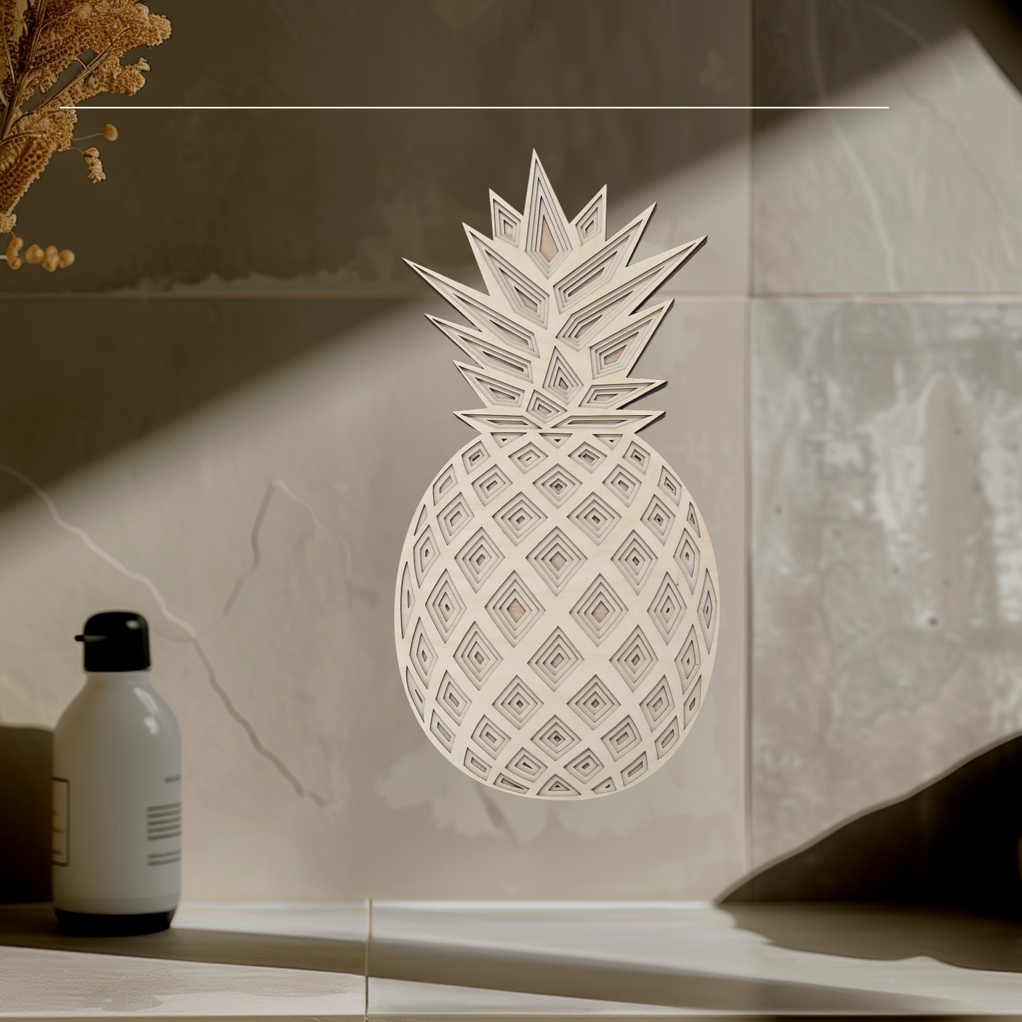 Pineapple Multi-Layer Art - Birch Wood Wall Art (Wholesale)