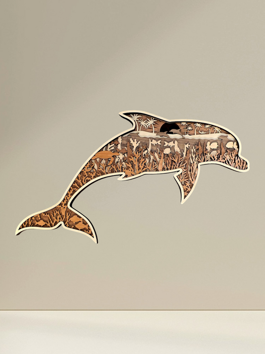 Dolphin Multilayer Wood Wall Art (Wholesale)