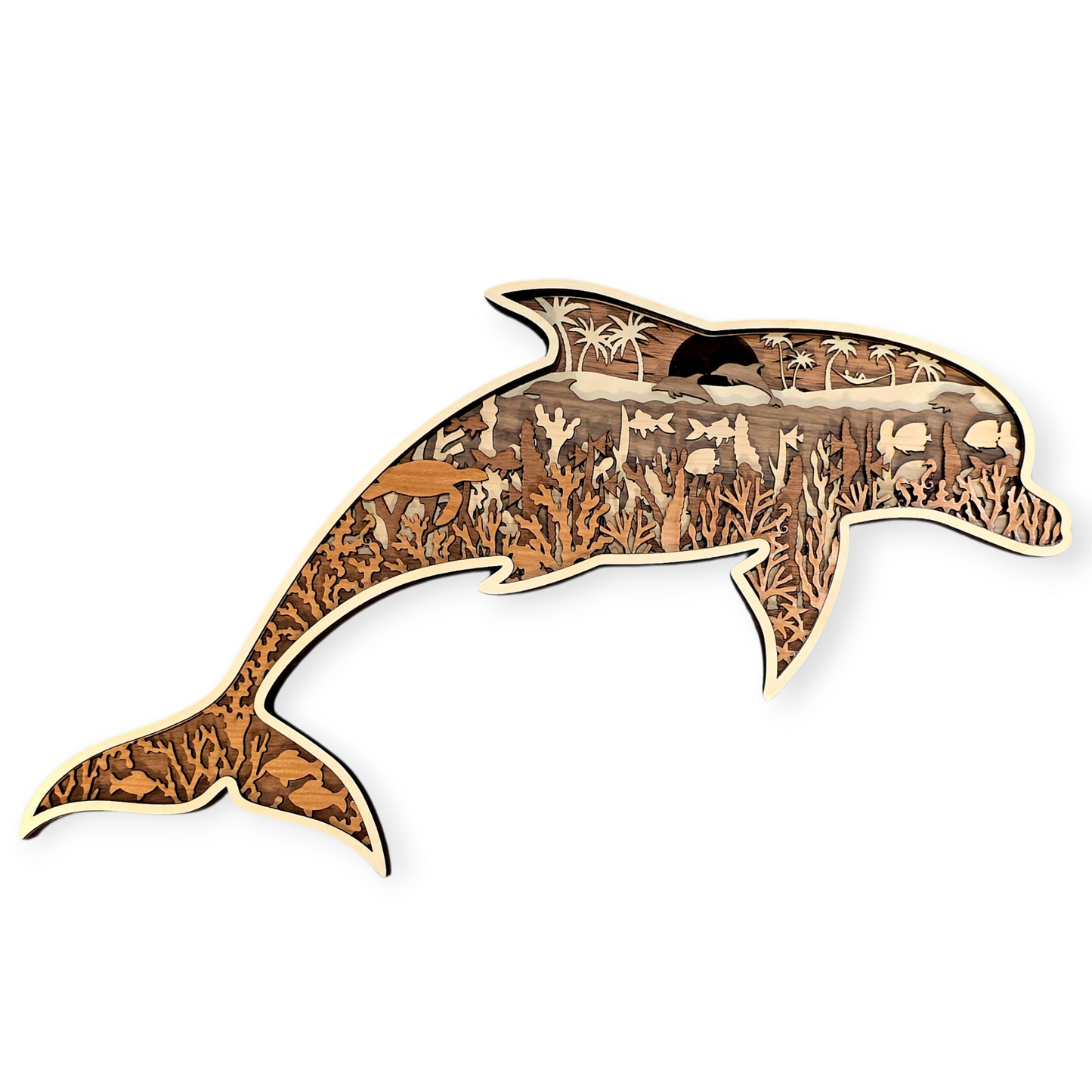 Dolphin Coastal Decor Multilayer Wood Wall Art