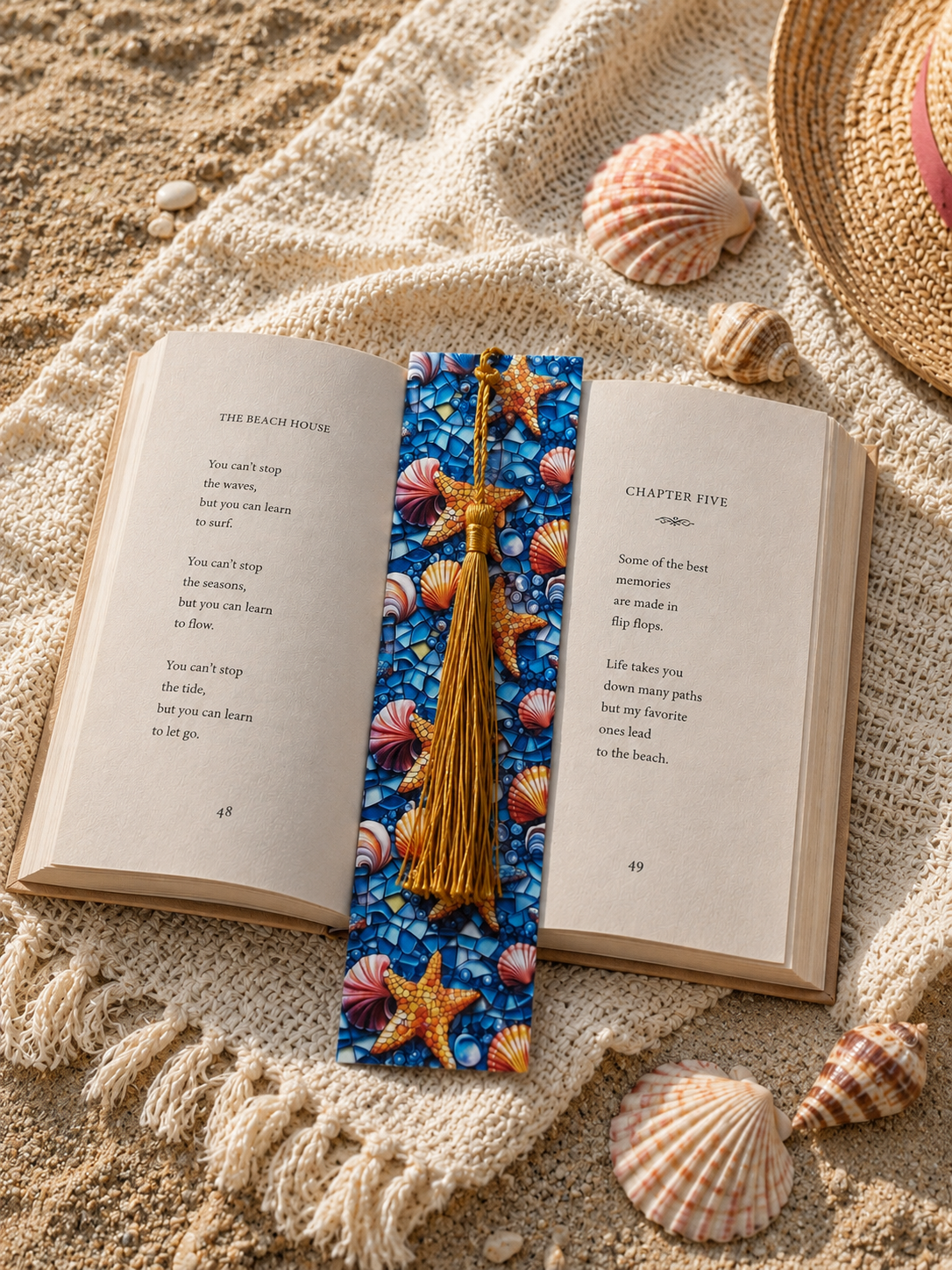 Starfish & Sea Shells Coastal Bookmark