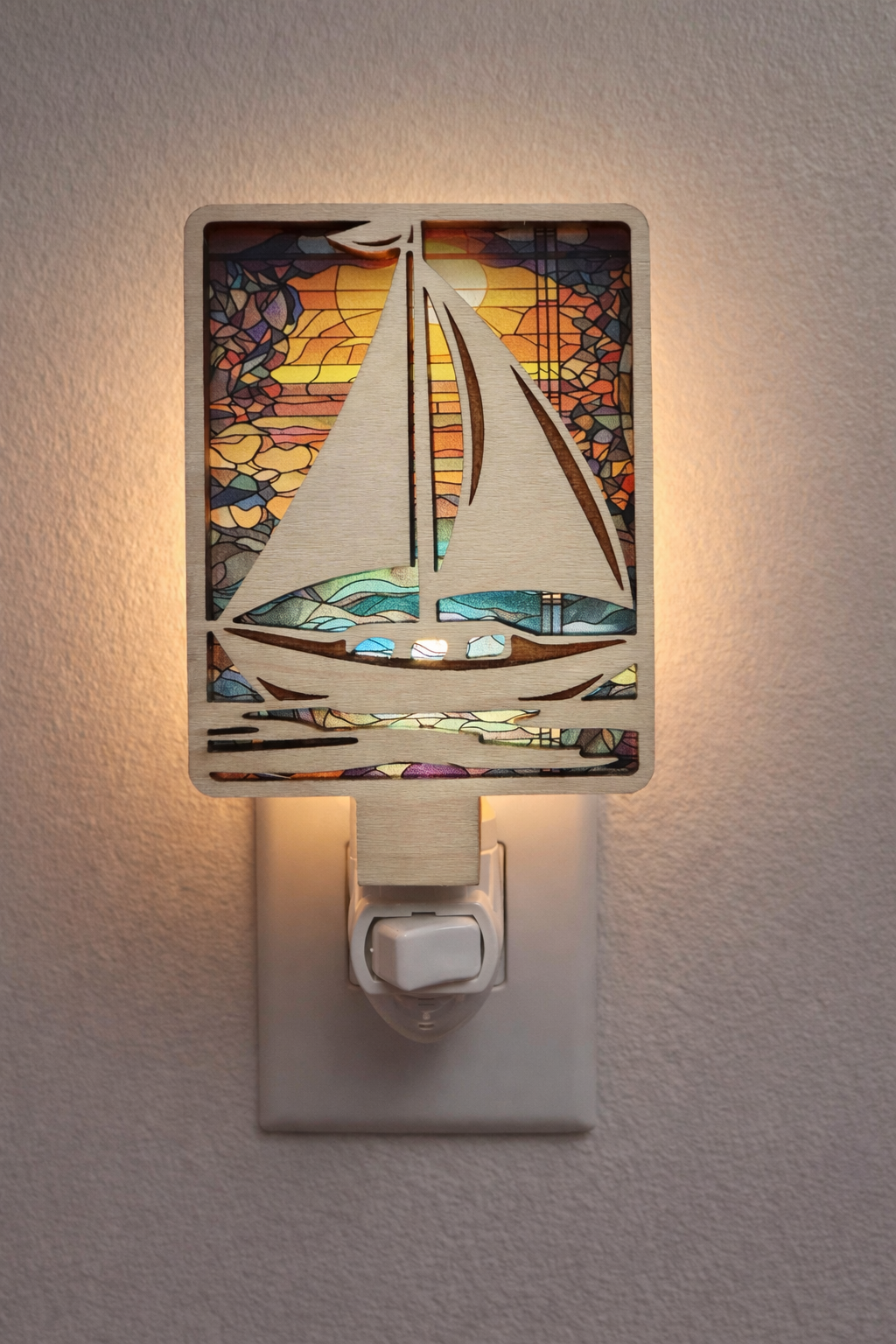 Sailboat LED Nightlight - Tropical Coastal Decor Night Light