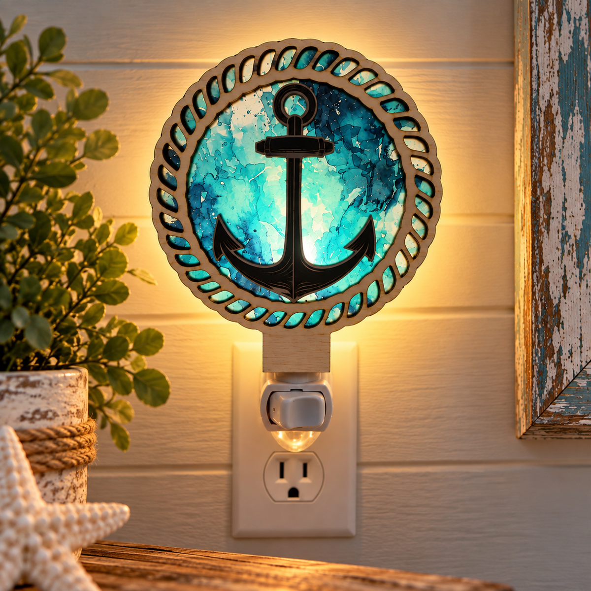 Anchor Nautical Coastal Tropical LED Night Light (Wholesale)