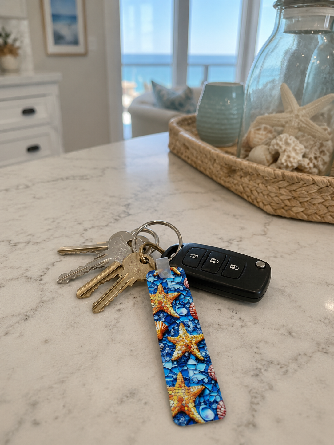 Starfish Keychain Coastal Tropical Keychain (Wholesale)