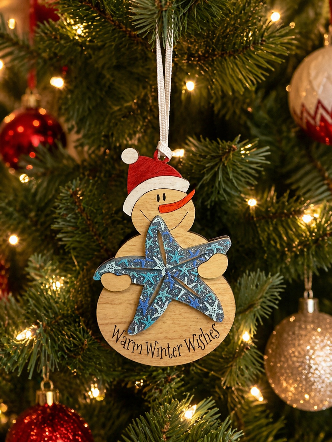 Tropical Snowman with Starfish Ornament (Wholesale)