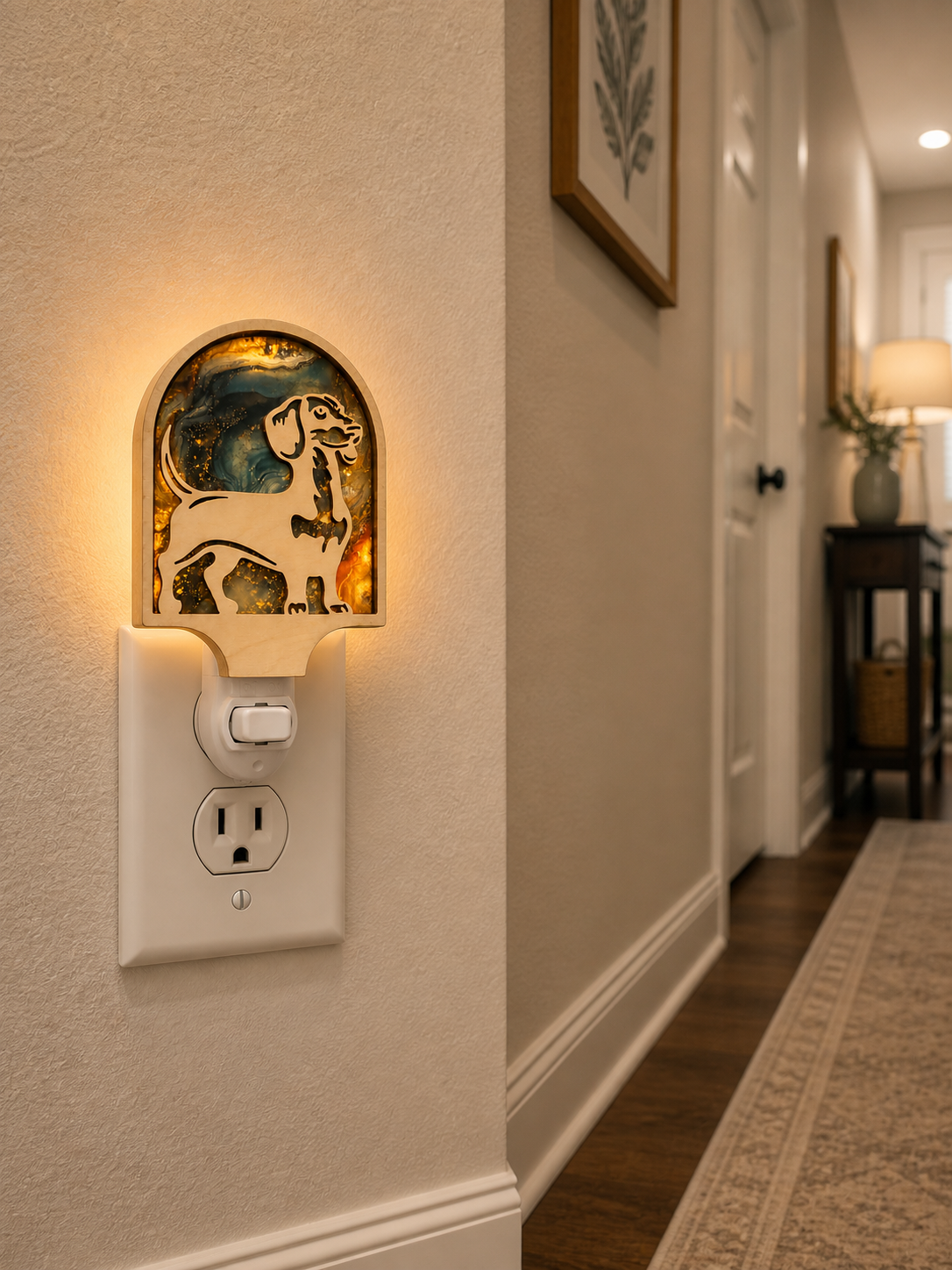 Daschund Wood LED Night Light