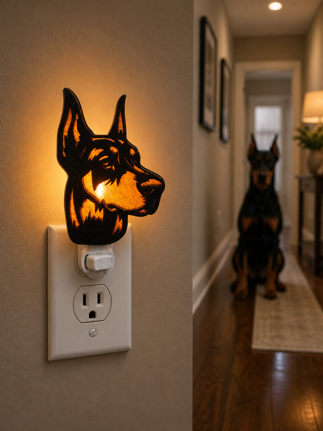 Doberman Wood LED Night Light (Wholesale)