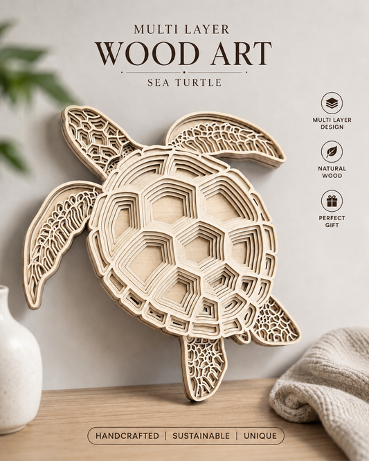 Turtle Multi-Layer Art - Birch Wood Wall Art (Wholesale)