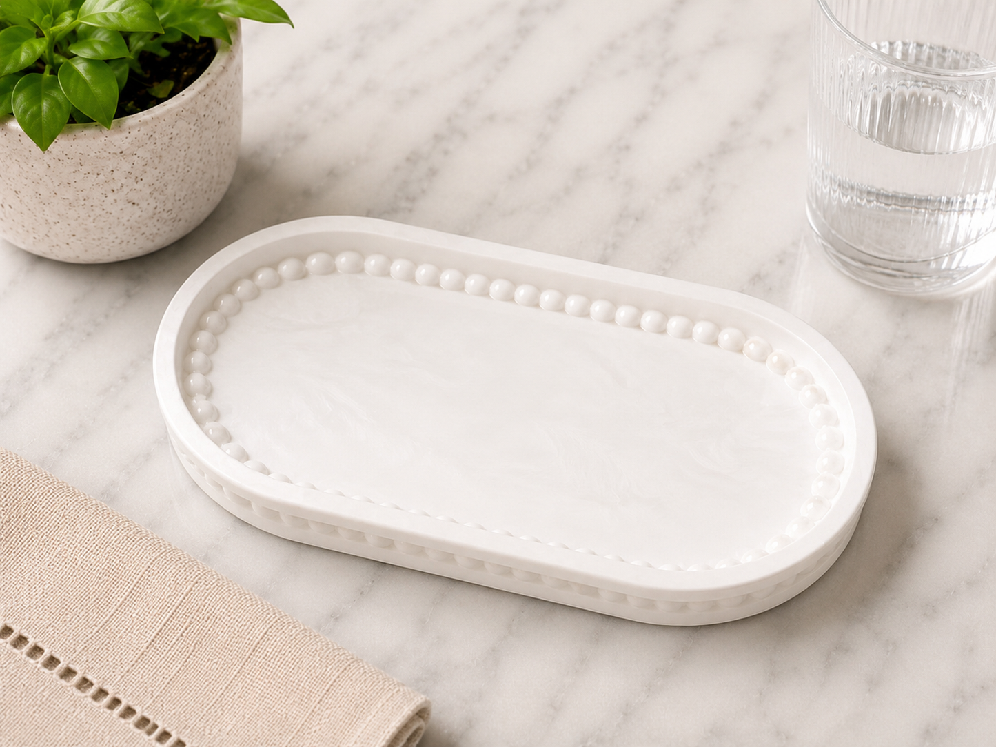 The Scalloped Tray - Luxe Beaded Trinket Tray