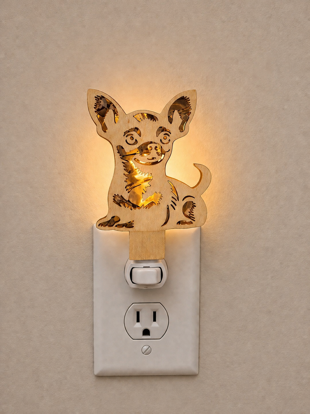 Chihuahua Wood LED Night Light
