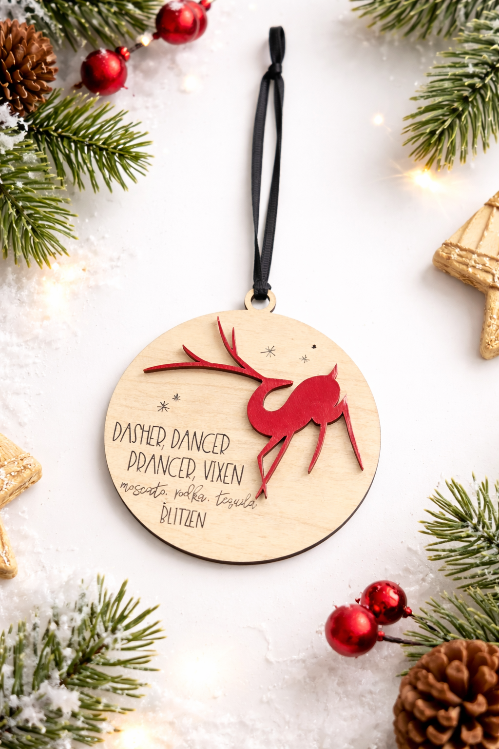 Novelty Humorous Blitzen Holiday Ornament